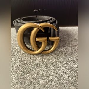 Gucci double g black leather belt